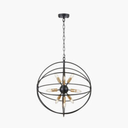 Pacific Lifestyle Luna Matt Black And Brushed Gold Metal Sputnik Pendant - thumbnail 3