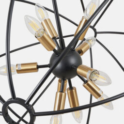 Pacific Lifestyle Luna Matt Black And Brushed Gold Metal Sputnik Pendant - thumbnail 7