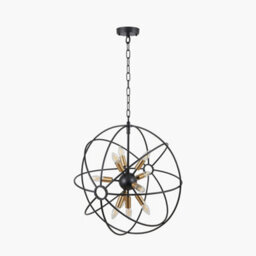 Pacific Lifestyle Luna Matt Black And Brushed Gold Metal Sputnik Pendant - thumbnail 5
