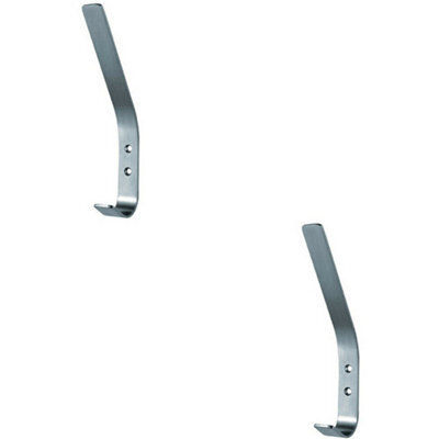 2X Flat Bar One Piece Hat & Coat Hook 60mm Projecion Satin Stainless Steel - image 1