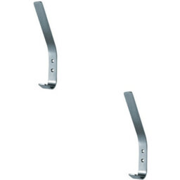 2X Flat Bar One Piece Hat & Coat Hook 60mm Projecion Satin Stainless Steel - thumbnail 1