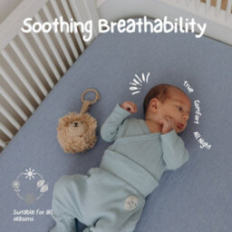 MHG Living 100% Cotton Jersey Fitted Cot Sheet - Soft And Breathable Baby Bedding - Denim Blue & Sky Blue - Fits 120X60Cm - thumbnail 8