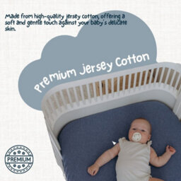 MHG Living 100% Cotton Jersey Fitted Cot Sheet - Soft And Breathable Baby Bedding - Denim Blue & Sky Blue - Fits 120X60Cm - thumbnail 2