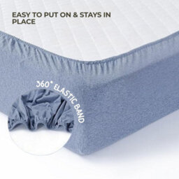 MHG Living 100% Cotton Jersey Fitted Cot Sheet - Soft And Breathable Baby Bedding - Denim Blue & Sky Blue - Fits 120X60Cm - thumbnail 6