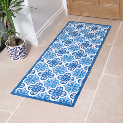 Artsy Doormats Blue Mosaic Tile Indoor Washable Doormat - image 1