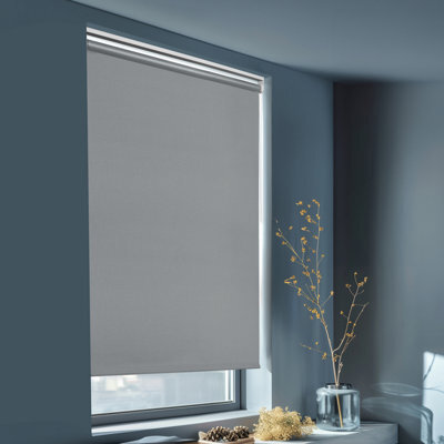 GoodHome Boreas Corded Concrete Grey Blackout Roller Blind (W)120Cm (L)180Cm - image 1