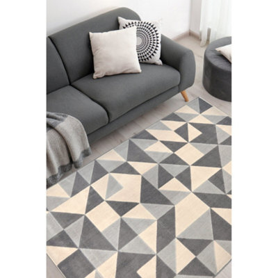 Melrose Creation Grey Tile Geometric Design Large Indoor Area Rug 160/230Cm - image 1