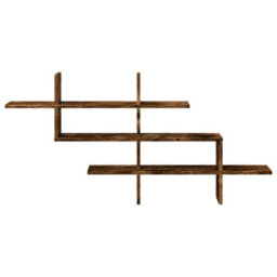 Berkfield Wall Shelf Smoked Oak 124.5X18X60.5 Cm Engineered Wood - thumbnail 4