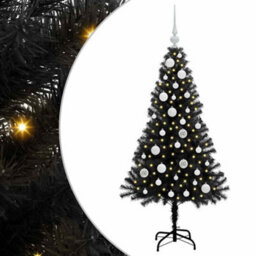 Vidaxl Christmas Tree With 150 Leds With Stand Black 120 Cm Pvc - thumbnail 2