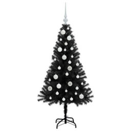 Vidaxl Christmas Tree With 150 Leds With Stand Black 120 Cm Pvc - thumbnail 4
