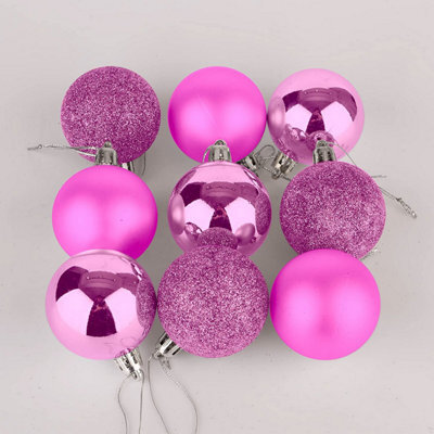 Shatchi 50mm/18Pcs Christmas Baubles Shatterproof Pink,tree Decorations - image 1