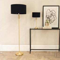 Valuelights Maggie Gold Metal Candlestick Slim Table Lamp With Black Fabric Drum Lamp Shade - thumbnail 3