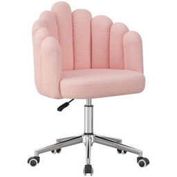 A Pink Home Office Desk Chair Makeup Vanity Chair Adjustable Accent Chair With Wheels - thumbnail 3