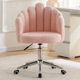 A Pink Home Office Desk Chair Makeup Vanity Chair Adjustable Accent Chair With Wheels - thumbnail 2