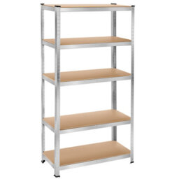Tectake Garage Shelving - Heavy-Duty Galvanised Steel Frame, Height-Adjustable Shelves - 90 X 40 X 180 Cm - 750 Kg - Silver
