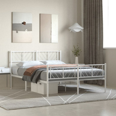 Berkfield Metal Bed Frame With Headboard And Footboard White 140X190 Cm - image 1