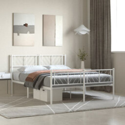 Berkfield Metal Bed Frame With Headboard And Footboard White 140X190 Cm - thumbnail 1