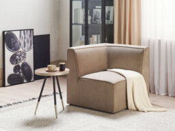 Beliani Corner Seat Lemvig Corduroy Taupe - thumbnail 2