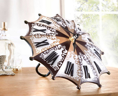 Novelty Umbrella Design Clock - Decorative Quartz Movement Clock With Large Roman Numerals - Measures 19Cm Diameter