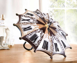Novelty Umbrella Design Clock - Decorative Quartz Movement Clock With Large Roman Numerals - Measures 19Cm Diameter