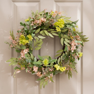 Scottish Everlastings Ltd. Scottish Everlastings Artificial 50Cm Pink & Green Hydrangea Wreath - image 1