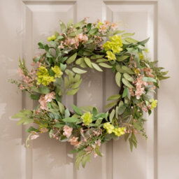Scottish Everlastings Ltd. Scottish Everlastings Artificial 50Cm Pink & Green Hydrangea Wreath - thumbnail 1