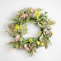 Scottish Everlastings Ltd. Scottish Everlastings Artificial 50Cm Pink & Green Hydrangea Wreath - thumbnail 2