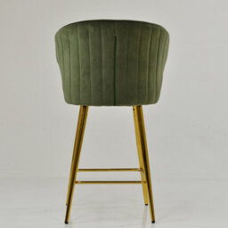 Lakeland Furniture Flake Olive Green Velvet Electroplated Gold Fixed Base Bar Stool - thumbnail 6