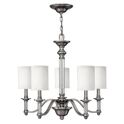 Elegant 5-Bulb Brushed Nickel Chandelier Pendant Light With Led E14 Bulbs