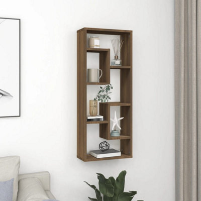 Vidaxl Wall Shelf Brown Oak 36X16X90 Cm Engineered Wood - image 1