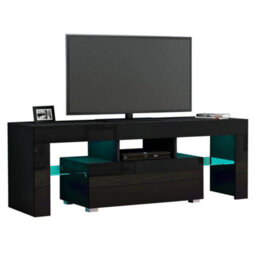 Modern Tv Unit Stand 1 Drawer Cabinet Black High Gloss Door With Rgb Led Lights - thumbnail 6