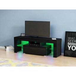 Modern Tv Unit Stand 1 Drawer Cabinet Black High Gloss Door With Rgb Led Lights - thumbnail 5