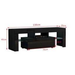 Modern Tv Unit Stand 1 Drawer Cabinet Black High Gloss Door With Rgb Led Lights - thumbnail 2