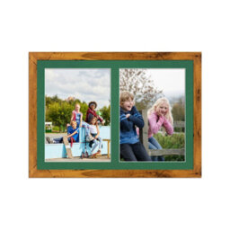 AK Frames 20X14 Rustic Oak Modern Multi Photo Frame With Emerald Mount - Holds 2 Apertures (2X) A4 Photos