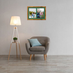 AK Frames 20X14 Rustic Oak Modern Multi Photo Frame With Emerald Mount - Holds 2 Apertures (2X) A4 Photos - thumbnail 3