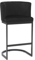 Lamboro Velino Velvet Kitchen Bar Stools, Matt Black Cantilever Frame, Seat With Backrest, Breakfast & Home Bar Stool - Black