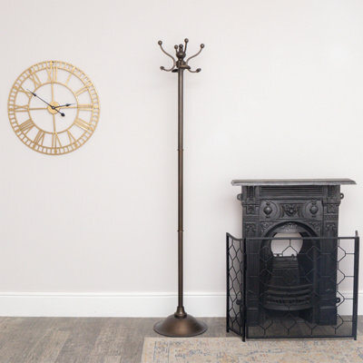 Melody Maison Tall Bronze Metal Coat Rack With 8 Storage Hooks - image 1