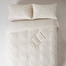 Homescapes White Diamond Cotton Tufted Duvet Cover Set, Single - thumbnail 2