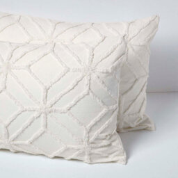 Homescapes White Diamond Cotton Tufted Duvet Cover Set, Single - thumbnail 6