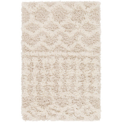 Livabliss Urban Shaggy-Geometric Cream Beige Soft Plush Pile Living Bedroom Rug 60 X 90 Cm Easy Care, Non Shedding - image 1