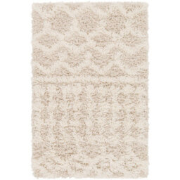 Livabliss Urban Shaggy-Geometric Cream Beige Soft Plush Pile Living Bedroom Rug 60 X 90 Cm Easy Care, Non Shedding - thumbnail 1