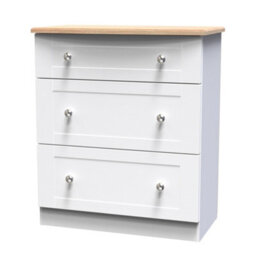 Santander Ready Assembled Matt White & Oak 3 Drawer Chest (H)882mm (W)765mm (D)415mm