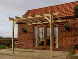 Arbor Garden Solutions Lean To Wooden Garden Pergola Kit - Chamfered Design Wall Mounted Gazebo, 1.8M X 3.6M (Natural Finish) - thumbnail 6