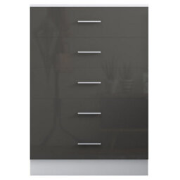 Reflect 5 Drawer Chest - Grey Gloss & Matt White - Modern Vertical Bedroom Storage Unit - H: 100Cm X W: 70Cm X D: 40Cm - thumbnail 3
