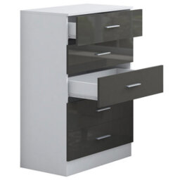 Reflect 5 Drawer Chest - Grey Gloss & Matt White - Modern Vertical Bedroom Storage Unit - H: 100Cm X W: 70Cm X D: 40Cm - thumbnail 5