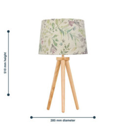 First Choice Lighting Voyage - Light Oak Table Lamp Or Bedside Light With Floral Shade - thumbnail 4