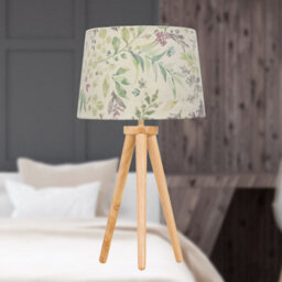 First Choice Lighting Voyage - Light Oak Table Lamp Or Bedside Light With Floral Shade - thumbnail 2