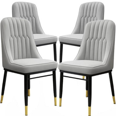4Pcs Dining Chairs Set Leather Padded Seat Metal Leg Kitchen Restaurants Chair - image 1