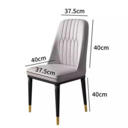 4Pcs Dining Chairs Set Leather Padded Seat Metal Leg Kitchen Restaurants Chair - thumbnail 2
