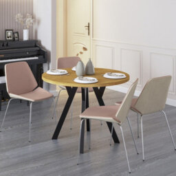 Leon Transformable Round Dining Table 90/180 Cm Grandson Finish  Modern Space Saver Fast Delivery - thumbnail 3